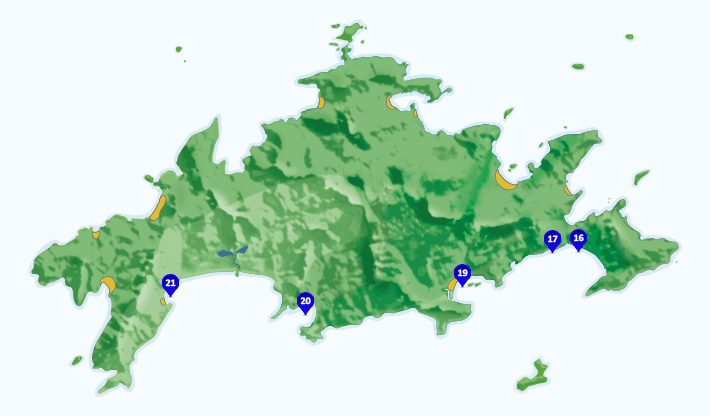 Mapa dos pontos de surf na Ilha Grande - RJ