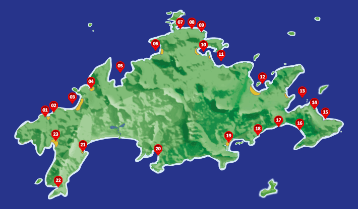 Mapa das praias da Ilha Grande
